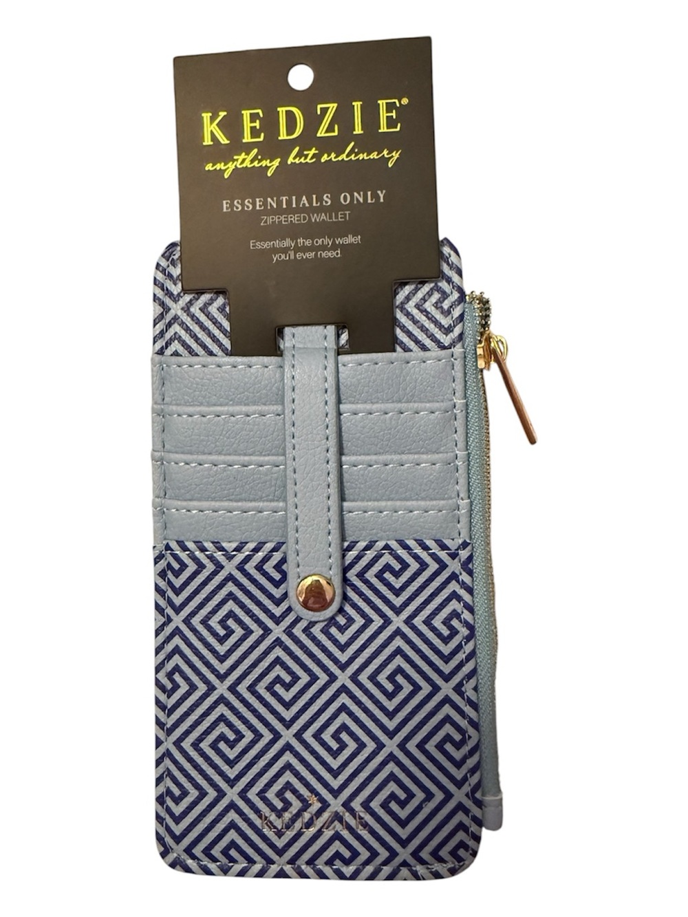 Kedzie Light Blue and Navy Zip Card Wallet